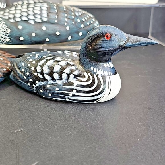 Wood Duck Carvings Handmade In Canada 3pc Loon Bird Watching Decoy? Decor - Picture 11 of 16